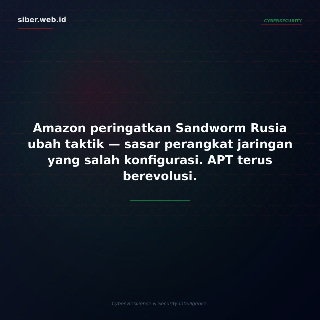 Amazon Peringatkan: Sandworm Rusia Ubah Taktik, Sasar Perangkat Jaringan yang Salah Konfigurasi